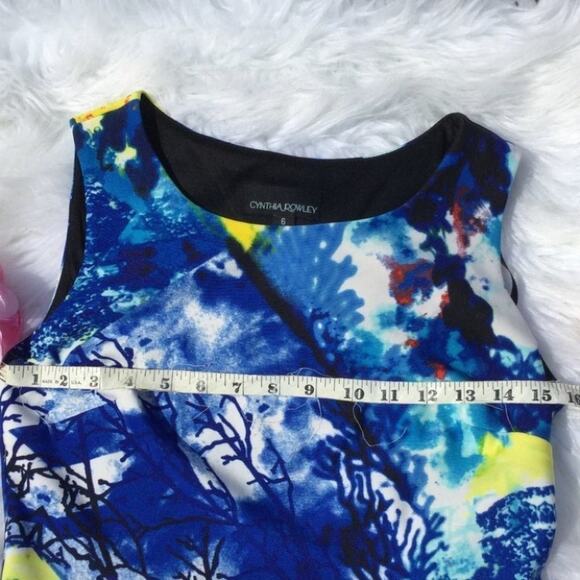 Cynthia Rowley Vibrant Yellow Blue Dress Size 6 Wedding GuestSpring Coral Easter - Picture 3 of 8